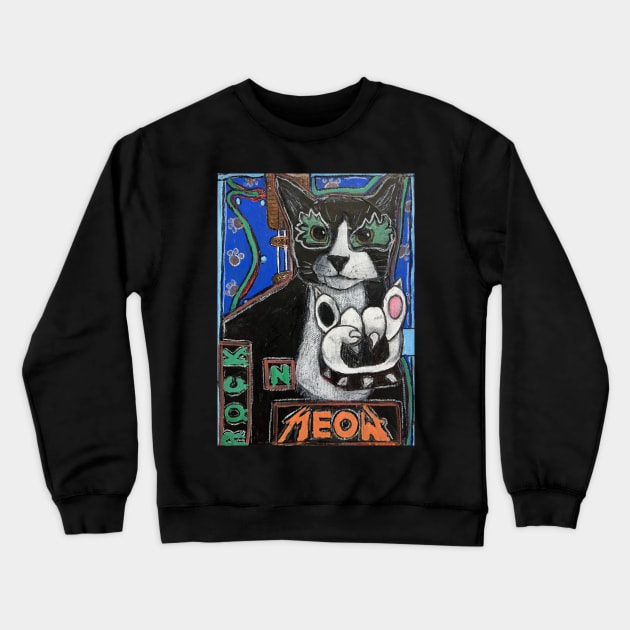 Rock n Meow Crewneck Sweatshirt by Artladyjen